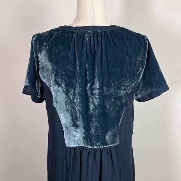 Maeve Anthropologie Velvet Dress Size Medium Green Mini Short Sleeve Tunic - Picture 10 of 14